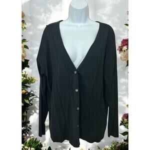 Jones New York Collection Platinum Black Silk Blend Cardigan Sweater Sz 0X Woman